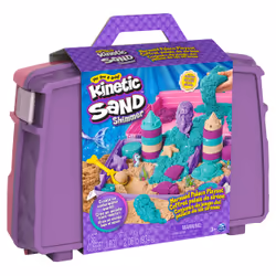 Kinetic Sand , Coffret palais de sirène, 934 g de sable à modeler scintillant (mauve fluo, turquoise scintillant et sable de plage), bac à sable repliable réutilisable et outils, jouets sensoriels pour enfants à partir de 3 ans - Vue supplémentaire 7