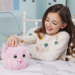 Fur Fluffs FURFLUFFS - CHATON - ANIMAL COMPAGNON INTERACTIF - Transforme Ta Boule De Poils En Adorable Chaton Rose - 100 Sons et Réactions - Peluche Toute Douce - Jouet Enfant 5 Ans et +