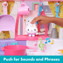 Gabby's Dollhouse , Coffret Cuisine Cakey avec accessoires de cuisine, aliments, sons et musique, jouets pour filles et garçons à partir de 3 ans