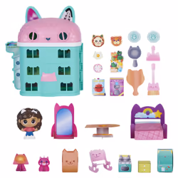 Gabby's Dollhouse , Mini-coffret maison de poupée avec figurine Gabby et mobilier cartonné, jouets pour filles et garçons à partir de 3 ans.