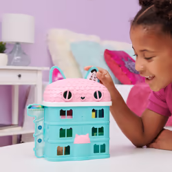 Gabby's Dollhouse , Mini-coffret maison de poupée avec figurine Gabby et mobilier cartonné, jouets pour filles et garçons à partir de 3 ans.