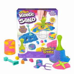 Kinetic Sand SABLE MAGIQUE - SQUISH N'CREATE 380 G + 5 MOULES - Créez Différentes Formes Hypnotisantes avec Ce Sable Magique ...
