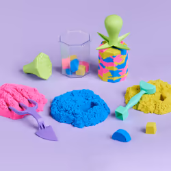 Kinetic Sand SABLE MAGIQUE - SQUISH N'CREATE 380 G + 5 MOULES - Créez Différentes Formes Hypnotisantes avec Ce Sable Magique Et Coloré comme De La Pâte A Modeler - Jouet Enfant 3 Ans Et +