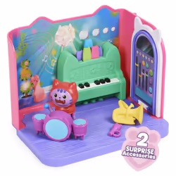 Gabby's Dollhouse - Playset Deluxe La Salle De Musique De Dj Miaou - Pièce De Jeu Avec 1 Figurine Et Accessoires - Tirée Du Dessin Animé Gabby Et La Maison Magique - Jouet Enfant 3 Ans Et +