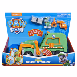 PAW Patrol LA PAT' PATROUILLE - CAMION DE RECYCLAGE DE ROCKY REUSE IT - Camion Recyclage Jouet Avec 1 Figurine Amovible Rocky Pat' Patrouille - - 6060259 - Jouet Enfant 3 Ans et +