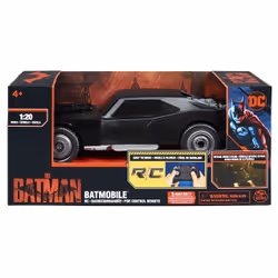 DC Comics THE BATMAN LE FILM - BATMOBILE RC 1:20 BATMAN - - Batmobile Radiocommandée Batman Echelle 1:20 Toutes Fonctions - Technologie 2,4 Ghz - Pilotage Facile - 6060469 - Jouet Enfant 4 Ans et +
