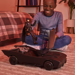 DC Comics Batman Batmobile avec figurine Batman de 30 cm, Pièce à collectionner du film Batman, Jouet pour garçons et filles à partir de 4 ans
