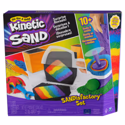 Kinetic Sand , Coffret Sandisfactory avec 907 g de coloré et noir, comprenant plus de 10 outils, élaboré à partir de sable na ...