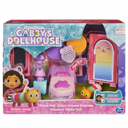 Gabby's Dollhouse - Gabby et la Maison Magique - Playset Deluxe La Chambre De Polochat - Pièce De Jeu Avec 1 Figurine & Accessoires - Dessin Animé Gabby Et La Maison Magique - Jouet Enfant 3 Ans et +