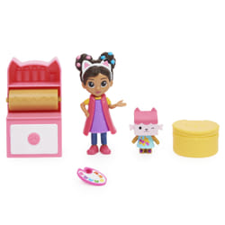 Gabby's Dollhouse Gabby et la Maison Magique - - PACK 2 FIGURINES ET ACCESSOIRES - Coffret Studio d’Art - Gabby, 1 Figurine Chat Et Accessoires - Dessin Animé Gabby Chat - Jouet Enfant 3 Ans et +