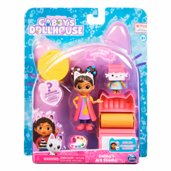 Gabby's Dollhouse Gabby et la Maison Magique - - PACK 2 FIGURINES ET ACCESSOIRES - Coffret Studio d’Art - Gabby, 1 Figurine Chat Et Accessoires - Dessin Animé Gabby Chat - Jouet Enfant 3 Ans et +