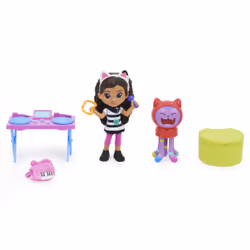 Gabby's Dollhouse Gabby et la Maison Magique - - PACK 2 FIGURINES ET ACCESSOIRES - Coffret Karaoké - Gabby, 1 Figurine Chat E ...