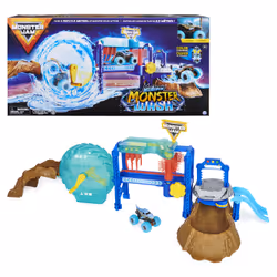 Monster Jam Megalodon Monster Wash, Inclut un monster truck Megalodon qui change de couleur, Ensemble véhicule et piste, 3 an ...