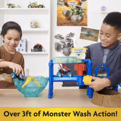 Monster Jam Megalodon Monster Wash, Inclut un monster truck Megalodon qui change de couleur