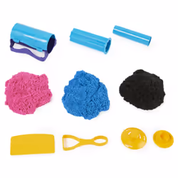 Kinetic Sand Coffret Slice N' Surprise avec 383 g de sable de jeu noir, rose et bleu et 7 outils, Jouets sensoriels pour les enfants à partir de 3 ans