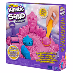 Kinetic Sand Shimmer, Coffret Château de sable scintillant avec 453 g de scintillant rose, 3 moules et 2 outils - Vue supplémentaire 8