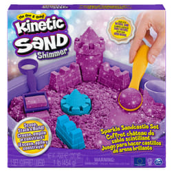 Kinetic Sand Shimmer, Coffret Château de sable scintillant avec 453 g de scintillant violet, 3 moules et 2 outils