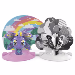 Zoobles Rainbow le papillon et Black and White le renard, Coffret de 2 figurines à collectionner transformables et accessoires Happitat
