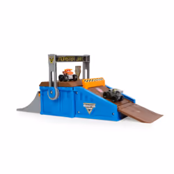 Monster Jam - PLAYSET MINI FREESTYLE FLIP ARENA - Playset Transformable Jeu Et Rangement Avec 2 Monster Trucks Officiels Format Mini - Show - Jouet Enfant 3 Ans et +