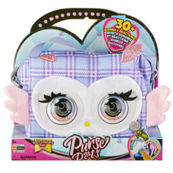 Purse Pets PRINT PERFECT - CHOUETTE - COMPAGNON INTERACTIF FORMAT SAC A MAIN - Chouette Animal Interactif Motif Ecossais Lila Qui Cligne Des Yeux - Sons et Modes De Jeu - Jouet Enfant 5 Ans et +