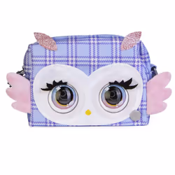 Purse Pets PRINT PERFECT - CHOUETTE - COMPAGNON INTERACTIF FORMAT SAC A MAIN - Chouette Animal Interactif Motif Ecossais Lila Qui Cligne Des Yeux - Sons et Modes De Jeu - Jouet Enfant 5 Ans et +