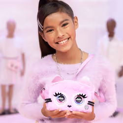 Purse Pets FLUFFY SERIES - CHATON - COMPAGNON INTERACTIF FORMAT SAC A MAIN - Chaton Animal Interactif Fausse Fourrure Qui Cligne Des Yeux - Sons et Modes De Jeu - 6064127 - Jouet Enfant 5 Ans et +