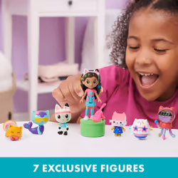 Gabby's Dollhouse , Coffret de figurines Édition Soirée dansante avec une poupée Gabby, 6 figurines chat et accessoires, jouets pour enfants à partir de 3 ans