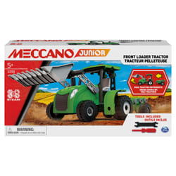 Meccano - TRACTEUR PELLETEUSE JUNIOR - Pelleteuse Agricole Et Remoque Articulées A Construire - Jeu De Construction Avec 2 Outils - Alternative Aux Ecrans - Jouet Enfant 5 Ans Et +