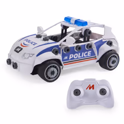 Meccano - MA VOITURE DE POLICE RC JUNIOR - Voiture Police Radiocommandée A Construire Personnaliser Diriger - Jeu De Construction 2 Outils - Alternative Aux Ecrans - Jouet Enfant 5 Ans Et +