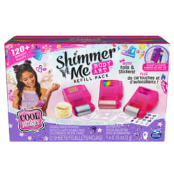 Cool Maker RECHARGES SHIMMER ME BODY ART - Recharges de 3 Cartouches de Couleur, 1 Planche de 100 Motifs et Strass Paillettes - Pour Coffret à Tatouages