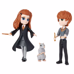 Wizarding World HARRY POTTER - PACK AMITIÉ MAGICAL MINIS RON & GINNY - Coffret Amitié 2 Figurines Poupées Articulées Ron et Ginny 8 cm Avec Accessoires - 6061834 - Jouet Enfant 5 ans et +