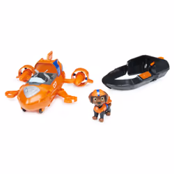 PAW Patrol PAT PATROUILLE LE FILM - Bateau Aéroglisseur Pat Patrouille - Véhicule de Secours avec fonction Transformation Sous-Marin et Figurine Amovible Chiot Zuma
