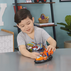 PAW Patrol PAT PATROUILLE LE FILM - Bateau Aéroglisseur Pat Patrouille - Véhicule de Secours avec fonction Transformation Sous-Marin et Figurine Amovible Chiot Zuma