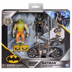 DC Comics , Batman Transforming Batcycle Battle Pack avec figurines articulées Killer Croc et Batman exclusives de 10 cm, jouets pour filles et garçons à partir de 4 ans