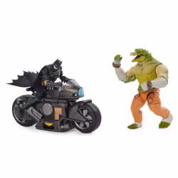 DC Comics , Batman Transforming Batcycle Battle Pack avec figurines articulées Killer Croc et Batman exclusives de 10 cm, jouets pour filles et garçons à partir de 4 ans