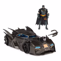 DC Comics , Coffret Crusader Batmobile avec figurine Batman exclusive de 10 cm, 3 figurines de super-méchants en papier, joue ...