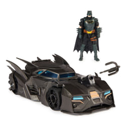 DC Comics , Coffret Crusader Batmobile avec figurine Batman exclusive de 10 cm, 3 figurines de super-méchants en papier, jouets pour filles et garçons à partir de 4 ans