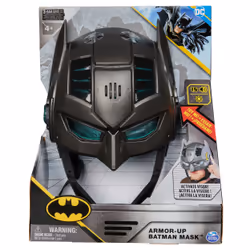 DC Comics , Armor-Up Batman Mask avec visière, plus de 15 sons et répliques, effets lumineux, piles incluses, costume de super-héros, jeu de rôle pour filles et garçons à partir de 4 ans