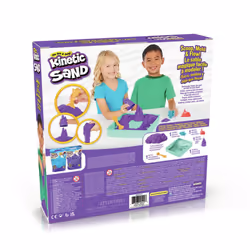 Kinetic Sand , Coffret Bac à sable, 454 g de sable violet, bac à sable, 4 moules et outils, jouets sensoriels pour les enfant ...
