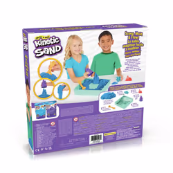 Kinetic Sand , Coffret Bac à sable, 454 g de sable bleu, bac à sable, 4 moules et outils, jouets sensoriels pour les enfants ...