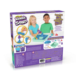 Kinetic Sand , Coffret Bac à sable, 454 g de sable bleu, bac à sable, 4 moules et outils, jouets sensoriels pour les enfants à partir de 3 ans