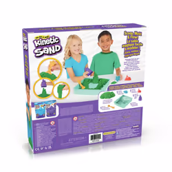 Kinetic Sand , Coffret Bac à sable, 454 g de sable vert, bac à sable, 4 moules et outils, jouets sensoriels pour les enfants ...