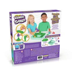Kinetic Sand , Coffret Bac à sable, 454 g de sable vert, bac à sable, 4 moules et outils, jouets sensoriels pour les enfants à partir de 3 ans