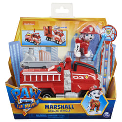 PAW Patrol PAT PATROUILLE LE FILM - Camion Pompier Pat Patrouille - Véhicule de Secours avec fonction Transformation et Lance-Projectiles et Figurine Amovible Chiot Marcus