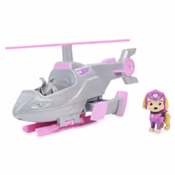 PAW Patrol Hélicoptère de Sauvetage Pat Patrouille - Véhicule de Secours avec fonction Transformation et Figurine Amovible Chiot Stella