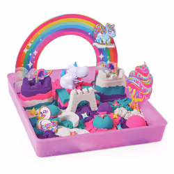 Kinetic Sand SABLE MAGIQUE - ROYAUME DES LICORNES 907 G + 8 MOULES - Créez Différentes Formes Hypnotisantes avec Ce Sable Magique Et Coloré comme De La Pâte A Modeler - Jouet Enfant 3 Ans Et +