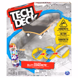 Tech Deck DIY Concrete, Coffret à modeler réutilisable avec fingerboard Enjoi exclusif, rail, moules et kit de skatepark, jou ...