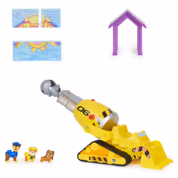 PAW Patrol Rubble's Deluxe Bulldozer avec 3 figurines articulées, Bulldozer, 3 an(s), Plastique, Multicolore