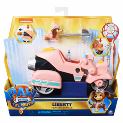 PAW Patrol PAT PATROUILLE LE FILM - VÉHICULE DELUXE LIBERTY - Véhicule Fonction Hyper Vitesse Et Grappin Rescousse Pat Patrouille - Figurine Exclusive Chiot Liberty - 6063427 - Jouet Enfant 3 ans et +