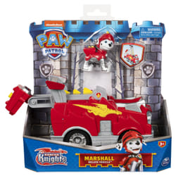 PAW Patrol PAT' PATROUILLE RESCUE KNIGHTS - VÉHICULE + FIGURINE CHEVALIER MARCUS - Rejoins Pat' Patrouille Mission Chevalier avec Marcus & Véhicule Pat' Patrouille Dragon Lance-Projectile - Jouet Enfant 3 Ans +